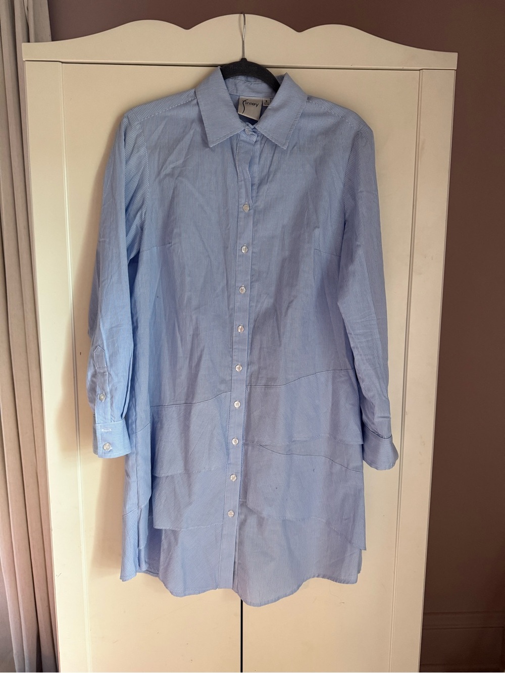 Finley Jenna Striped Shirt Dress with Ruffle Tier Hem Size Small